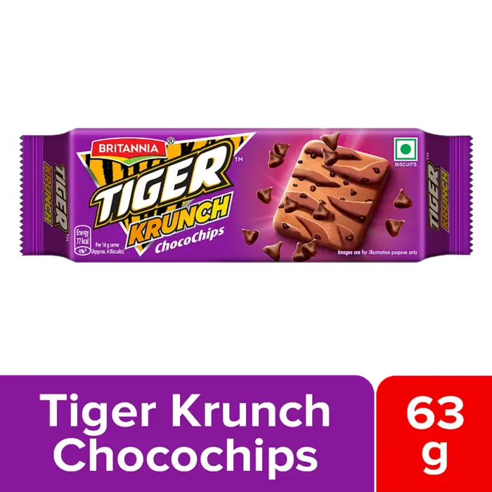 Britannia Tiger Krunch Chocochips Biscuits, 63 g - Image 1