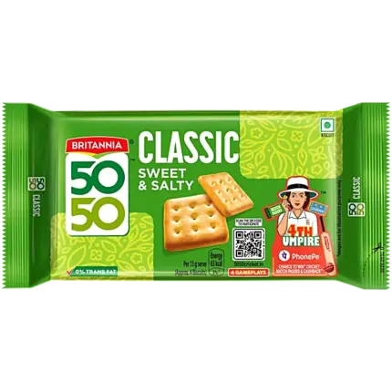 Britannia 50-50 Sweet & Salty Biscuit - Light, Crispy, 188 g